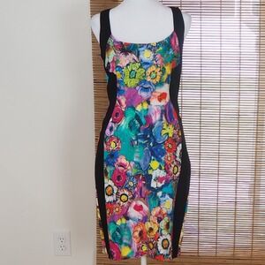 Just Cavalli Bodycon Sheath Dress Womens 44 U.S.8 Bright Floral Maximalist Italy